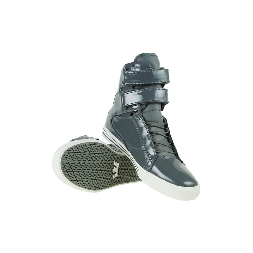 Baskets Montantes Supra TK Society Grise Grey Patent Homme | TRV-85848545